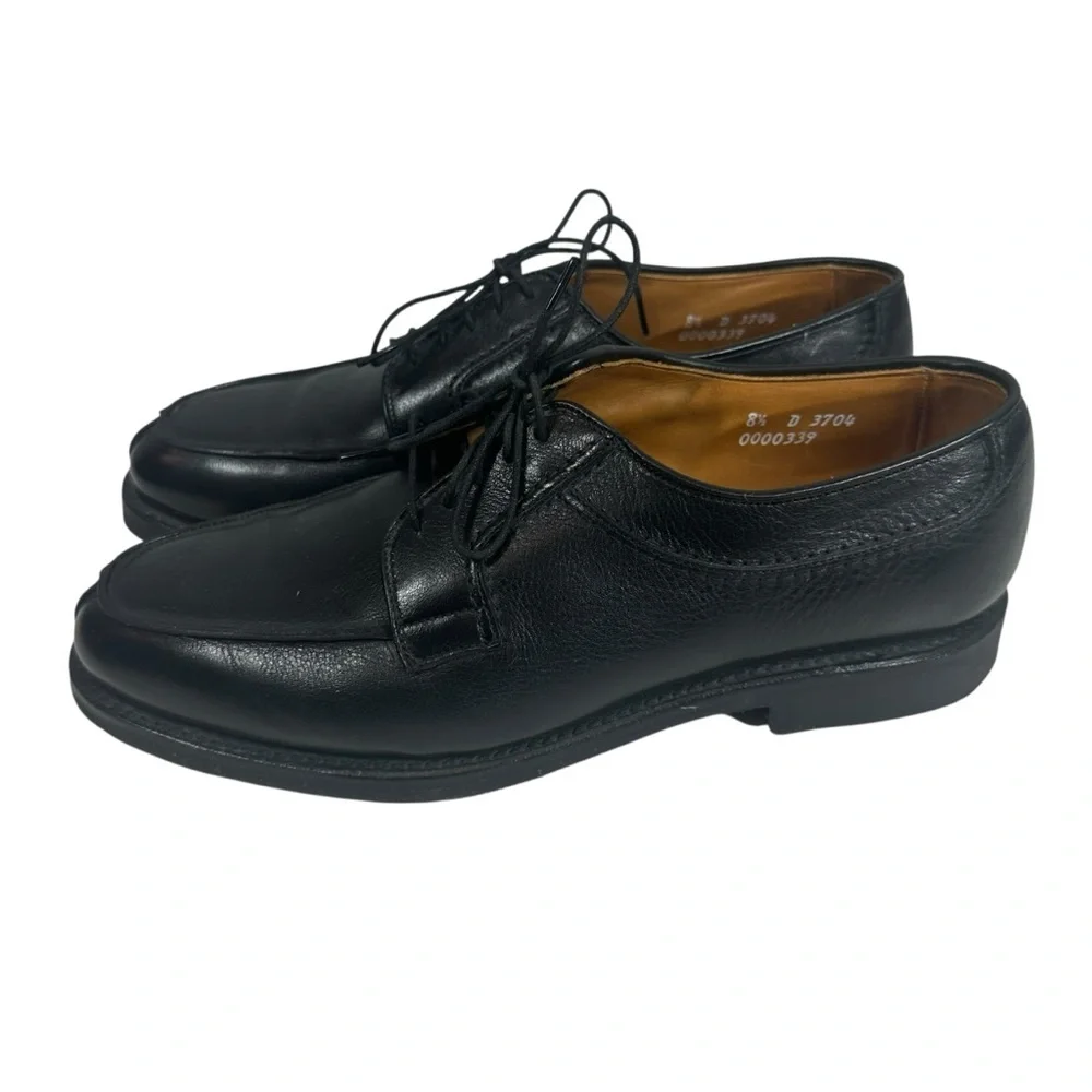 ALLEN EDMONDS Men's 8.5 Stockbridge Black Leather Split toe Lace Up Oxford shoe